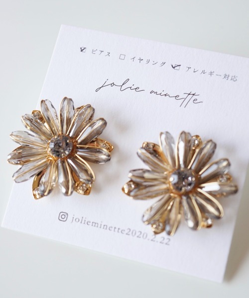 CERCA(チェルカ)の「jolie minette/フラワー ビジュー ピアス(ピアス(両耳用)・レディース・ブラック/クリア/ピンク/ベージュ/オレンジ/アクア・FREE)」の16枚目の写真
