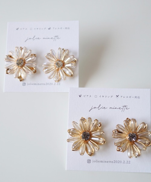 CERCA(チェルカ)の「jolie minette/フラワー ビジュー ピアス(ピアス(両耳用)・レディース・ブラック/クリア/ピンク/ベージュ/オレンジ/アクア・FREE)」の20枚目の写真
