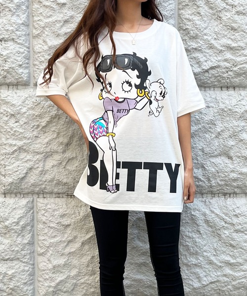 GLAMOROUS JANE（グラマラスジェーン）の「前後ロゴプリントBETTYBOOPTシャツ（Tシャツ/カットソー・レディース・オフホワイト/チャコールグレー/ブラック・FREE）」の19枚目の写真