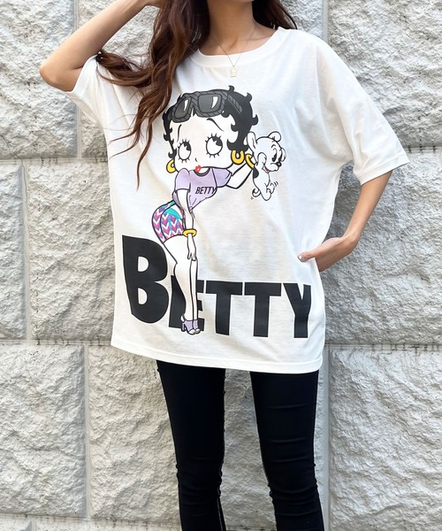 GLAMOROUS JANE（グラマラスジェーン）の「前後ロゴプリントBETTYBOOPTシャツ（Tシャツ/カットソー・レディース・オフホワイト/チャコールグレー/ブラック・FREE）」の15枚目の写真