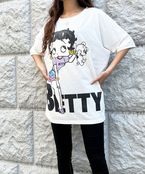GLAMOROUS JANE（グラマラスジェーン）の「前後ロゴプリントBETTYBOOPTシャツ（Tシャツ/カットソー・レディース・オフホワイト/チャコールグレー/ブラック・FREE）」の12枚目の写真