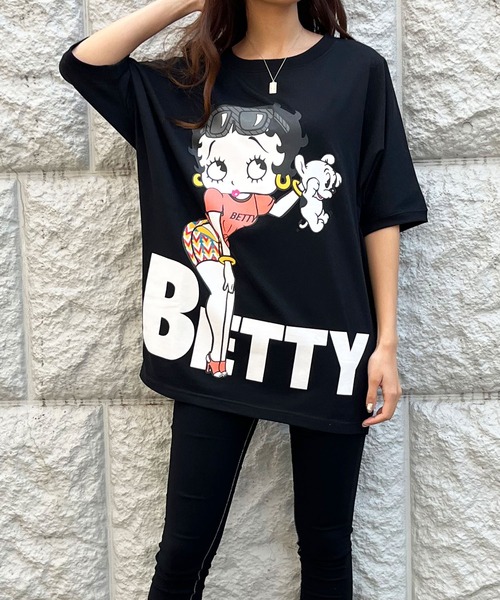 GLAMOROUS JANE（グラマラスジェーン）の「前後ロゴプリントBETTYBOOPTシャツ（Tシャツ/カットソー・レディース・オフホワイト/チャコールグレー/ブラック・FREE）」の16枚目の写真