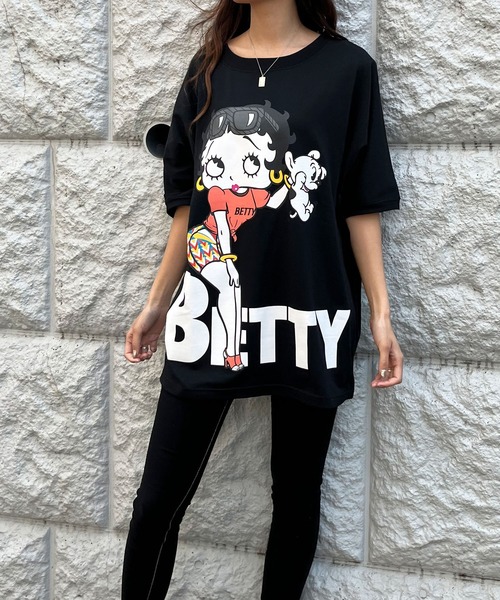 GLAMOROUS JANE（グラマラスジェーン）の「前後ロゴプリントBETTYBOOPTシャツ（Tシャツ/カットソー・レディース・オフホワイト/チャコールグレー/ブラック・FREE）」の5枚目の写真