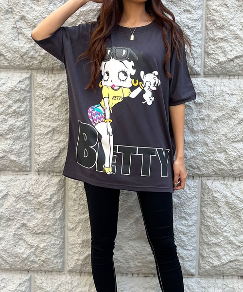 GLAMOROUS JANE（グラマラスジェーン）の「前後ロゴプリントBETTYBOOPTシャツ（Tシャツ/カットソー・レディース・オフホワイト/チャコールグレー/ブラック・FREE）」の10枚目の写真