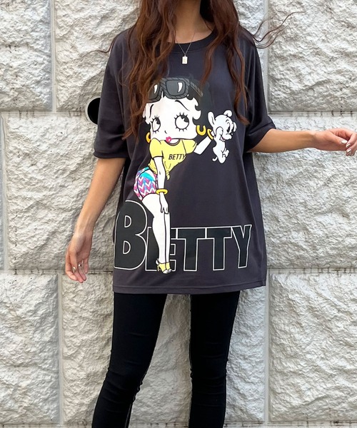 GLAMOROUS JANE（グラマラスジェーン）の「前後ロゴプリントBETTYBOOPTシャツ（Tシャツ/カットソー・レディース・オフホワイト/チャコールグレー/ブラック・FREE）」の7枚目の写真