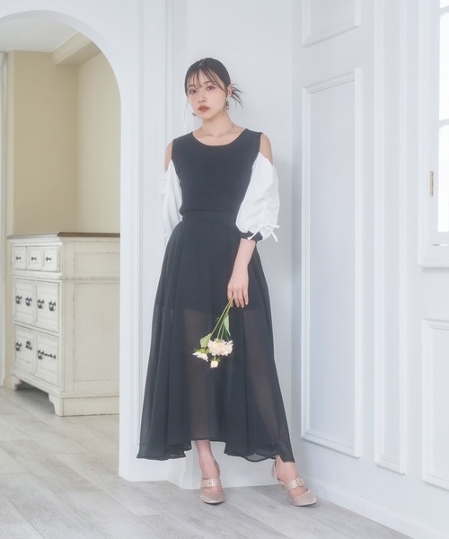 ANDGEEBEE（アンジービー）の「シアーロングスカパン（スカート・レディース・ブラック・MEDIUM）」の5枚目の写真