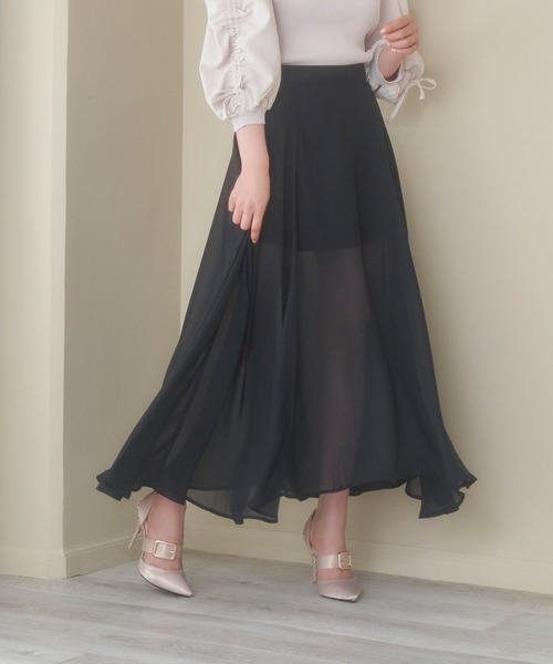 ANDGEEBEE（アンジービー）の「シアーロングスカパン（スカート・レディース・ブラック・MEDIUM）」の4枚目の写真