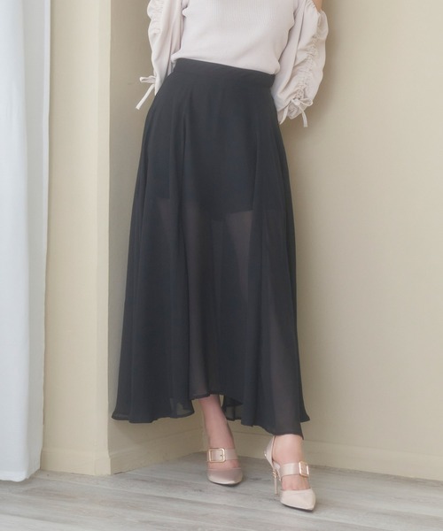 ANDGEEBEE（アンジービー）の「シアーロングスカパン（スカート・レディース・ブラック・MEDIUM）」の6枚目の写真