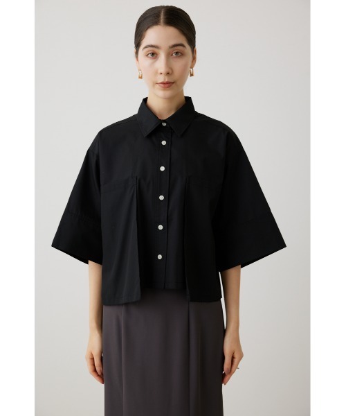 crie conforto（クリーコンフォルト）の「クロップドシャツ（シャツ/ブラウス・レディース・ライトブルー/ブラック/オフホワイト・FREE）」の4枚目の写真