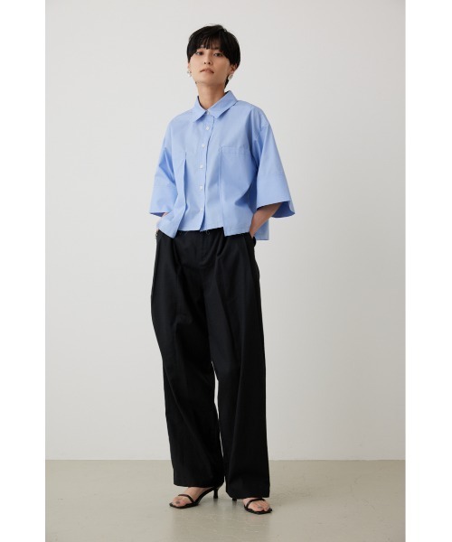 crie conforto（クリーコンフォルト）の「クロップドシャツ（シャツ/ブラウス・レディース・ライトブルー/ブラック/オフホワイト・FREE）」の11枚目の写真