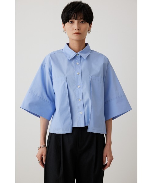 crie conforto（クリーコンフォルト）の「クロップドシャツ（シャツ/ブラウス・レディース・ライトブルー/ブラック/オフホワイト・FREE）」の8枚目の写真