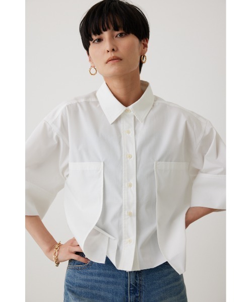 crie conforto（クリーコンフォルト）の「クロップドシャツ（シャツ/ブラウス・レディース・ライトブルー/ブラック/オフホワイト・FREE）」の12枚目の写真