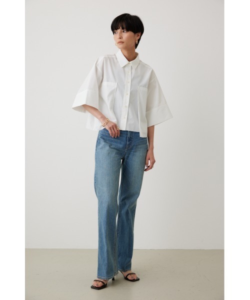 crie conforto（クリーコンフォルト）の「クロップドシャツ（シャツ/ブラウス・レディース・ライトブルー/ブラック/オフホワイト・FREE）」の6枚目の写真