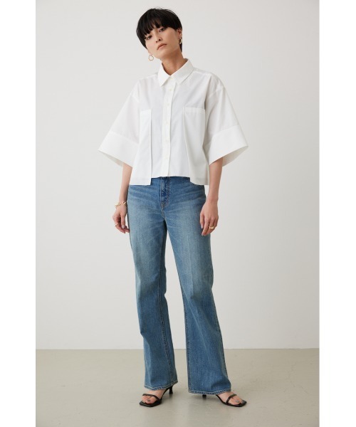 crie conforto（クリーコンフォルト）の「クロップドシャツ（シャツ/ブラウス・レディース・ライトブルー/ブラック/オフホワイト・FREE）」の9枚目の写真