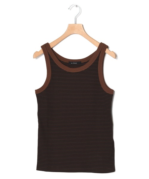 w closet(ダブルクローゼット)の「ボーダータンクトップ(タンクトップ・レディース・ホワイト×ブラック/ブラウン系その他/イエロー系その他・FREE)」の7枚目の写真