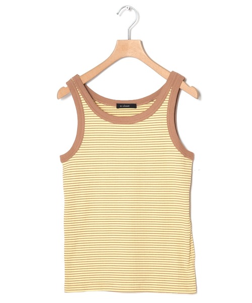 w closet(ダブルクローゼット)の「ボーダータンクトップ(タンクトップ・レディース・ホワイト×ブラック/ブラウン系その他/イエロー系その他・FREE)」の6枚目の写真