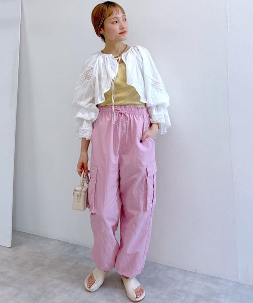 w closet(ダブルクローゼット)の「ボーダータンクトップ(タンクトップ・レディース・ホワイト×ブラック/ブラウン系その他/イエロー系その他・FREE)」の11枚目の写真