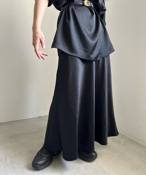 Ameri（アメリ）の「GLOSSY FLOW TEE WITH SKIRT（ワンピース