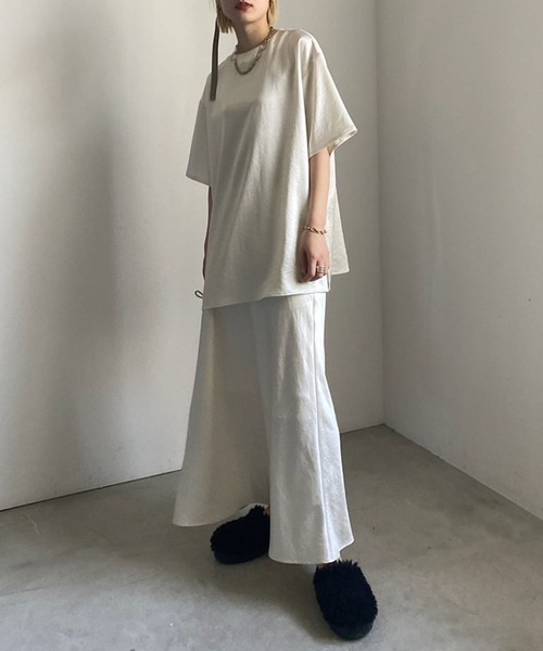 Ameri（アメリ）の「GLOSSY FLOW TEE WITH SKIRT（ワンピース