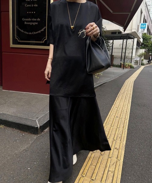 トップス ao GLOSSY FLOW TEE WITH SKIRT GLOSSY FLOW TEE WITH SKIRT