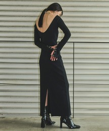 AIC. | パッド付きバックオープンリブワンピース/袖ボタン付き2WAY(ワンピース)