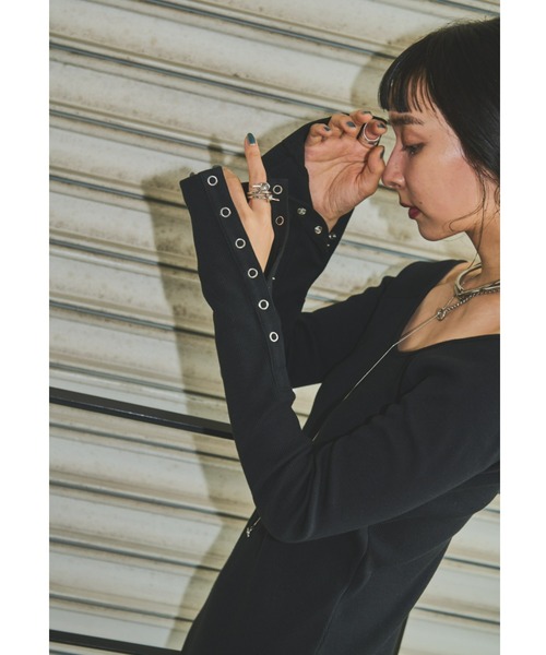 AIC.（エーアイシー）の「パッド付きバックオープンリブワンピース/袖ボタン付き2WAY（ワンピース・レディース・ブラック/グレー・SMALL/MEDIUM）」の21枚目の写真