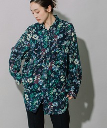 Munich | フラワープリントツイルシフォンロングシャツ(シャツ/ブラウス)