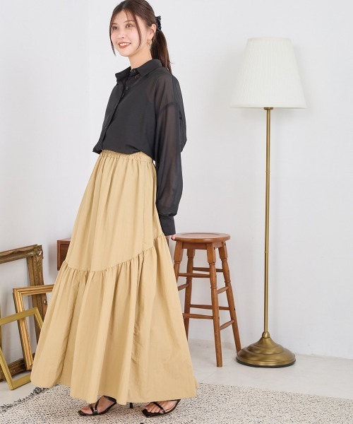 OMNES（オムネス）の「エステルオックスティアードスカート（スカート・レディース・カーキ/チャコール/ベージュ/ブラック・FREE）」の18枚目の写真