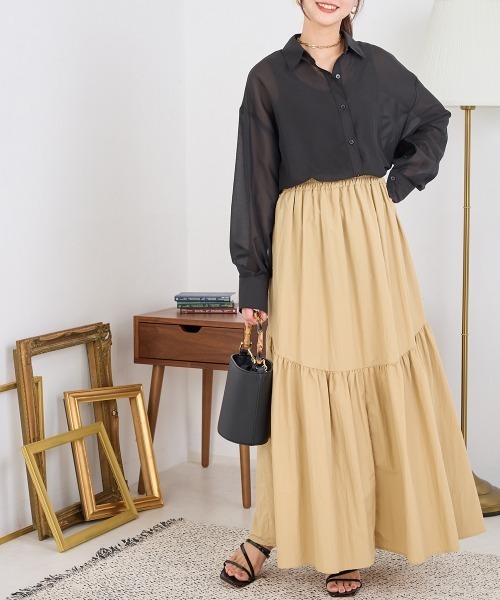 OMNES（オムネス）の「エステルオックスティアードスカート（スカート・レディース・カーキ/チャコール/ベージュ/ブラック・FREE）」の19枚目の写真