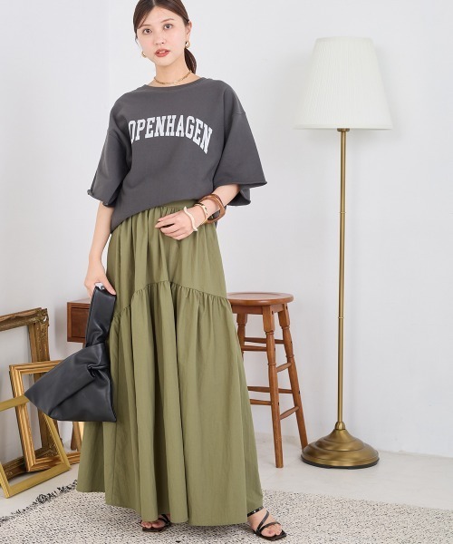 OMNES（オムネス）の「エステルオックスティアードスカート（スカート・レディース・カーキ/チャコール/ベージュ/ブラック・FREE）」の22枚目の写真