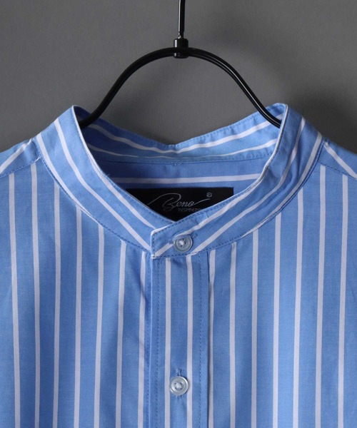 SITRY(シトリー)の「Oversize Drop shoulder Band Collar broadcloth shirt/オーバーサイズ ドロップショルダー バンドカラー ブロード 半袖シャツ(シャツ/ブラウス・メンズ・ブラック/ホワイト×ブルー/ホワイト/ブルーグレー/ブルー系その他/ホワイト×ブラック・M/L)」の13枚目の写真