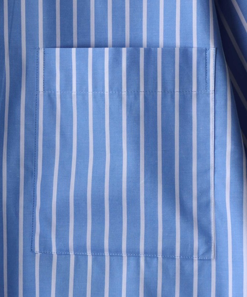 SITRY(シトリー)の「Oversize Drop shoulder Band Collar broadcloth shirt/オーバーサイズ ドロップショルダー バンドカラー ブロード 半袖シャツ(シャツ/ブラウス・メンズ・ブラック/ホワイト×ブルー/ホワイト/ブルーグレー/ブルー系その他/ホワイト×ブラック・M/L)」の15枚目の写真