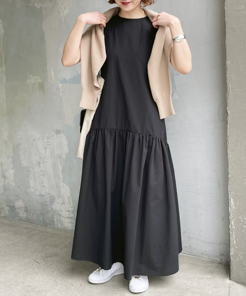 Spick & Span（スピックアンドスパン）の「≪追加≫ノースリティアードサッカーワンピース（ワンピース・レディース・ブラック・FREE）」の11枚目の写真