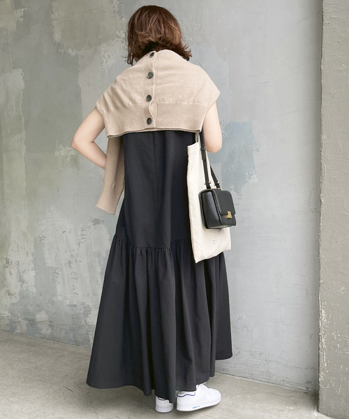Spick & Span（スピックアンドスパン）の「≪追加≫ノースリティアードサッカーワンピース（ワンピース・レディース・ブラック・FREE）」の13枚目の写真