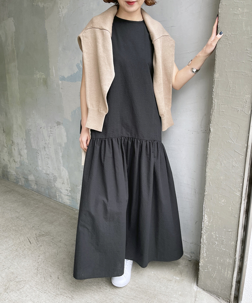 Spick & Span（スピックアンドスパン）の「≪追加≫ノースリティアードサッカーワンピース（ワンピース・レディース・ブラック・FREE）」の15枚目の写真