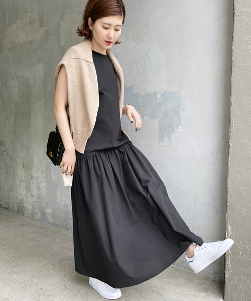 Spick & Span（スピックアンドスパン）の「≪追加≫ノースリティアードサッカーワンピース（ワンピース・レディース・ブラック・FREE）」の17枚目の写真