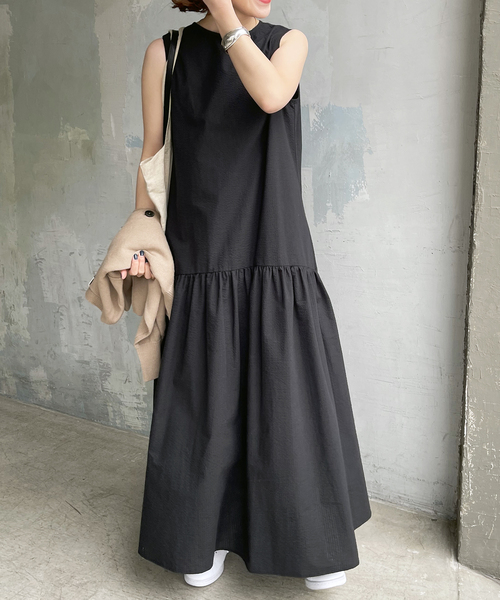 Spick & Span（スピックアンドスパン）の「≪追加≫ノースリティアードサッカーワンピース（ワンピース・レディース・ブラック・FREE）」の22枚目の写真