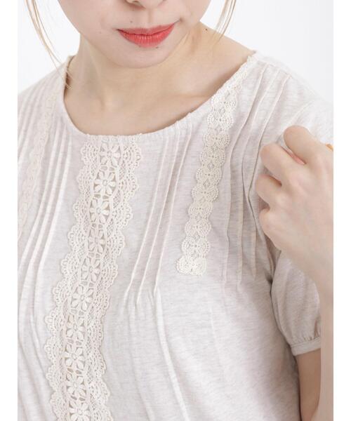 Samansa Mos2（サマンサ モスモス）の「パフ袖レースインナー（Tシャツ/カットソー・レディース・ブラック/ベージュ/オフホワイト・F）」の17枚目の写真