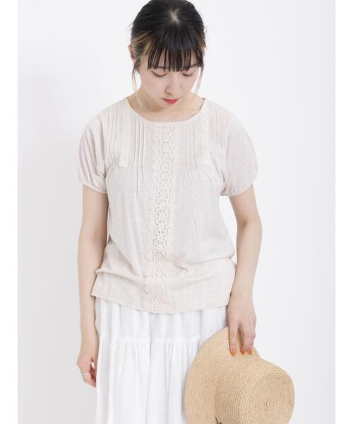 Samansa Mos2（サマンサ モスモス）の「パフ袖レースインナー（Tシャツ/カットソー・レディース・ブラック/ベージュ/オフホワイト・F）」の18枚目の写真
