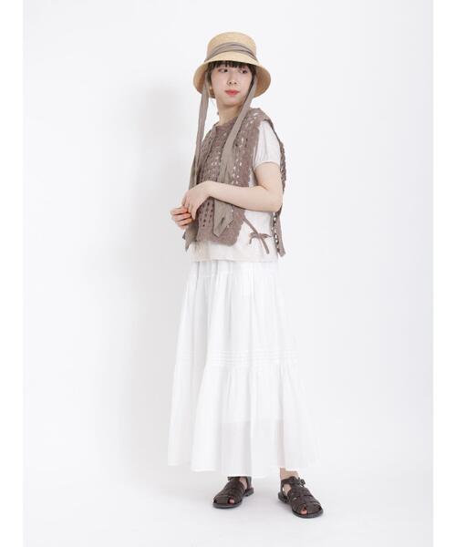 Samansa Mos2（サマンサ モスモス）の「パフ袖レースインナー（Tシャツ/カットソー・レディース・ブラック/ベージュ/オフホワイト・F）」の19枚目の写真