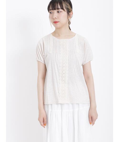 Samansa Mos2（サマンサ モスモス）の「パフ袖レースインナー（Tシャツ/カットソー・レディース・ブラック/ベージュ/オフホワイト・F）」の21枚目の写真
