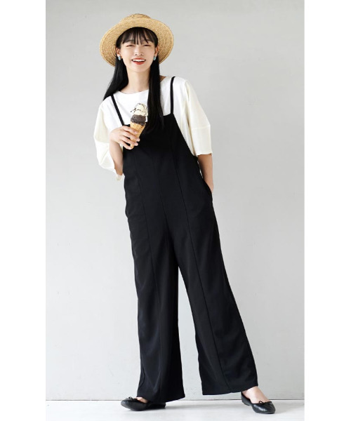 e-zakkamania stores（イーザッカマニアストアーズ）の「ジョーゼット サロペット（サロペット/オーバーオール・レディース・ライトブルー/ブラック/ブラウン/アイボリー・M）」の7枚目の写真