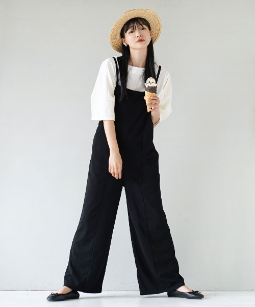 e-zakkamania stores（イーザッカマニアストアーズ）の「ジョーゼット サロペット（サロペット/オーバーオール・レディース・ライトブルー/ブラック/ブラウン/アイボリー・M）」の16枚目の写真