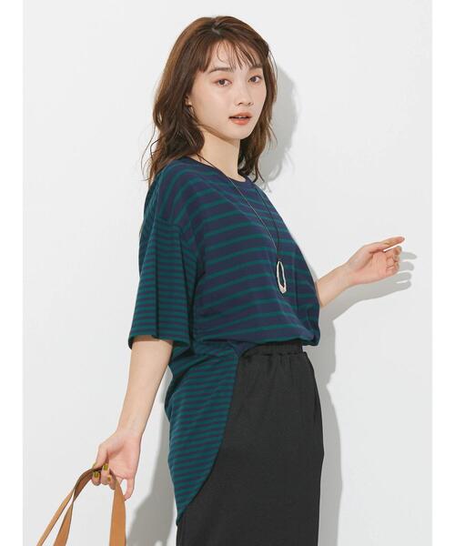 AMERICAN HOLIC(アメリカンホリック)の「5分袖ボーダーカットチュニック(チュニック・レディース・パープル/ネイビー/ブラウン/ブラック・M/L)」の8枚目の写真