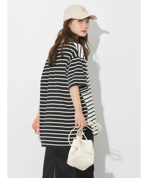 AMERICAN HOLIC(アメリカンホリック)の「5分袖ボーダーカットチュニック(チュニック・レディース・パープル/ネイビー/ブラウン/ブラック・M/L)」の12枚目の写真