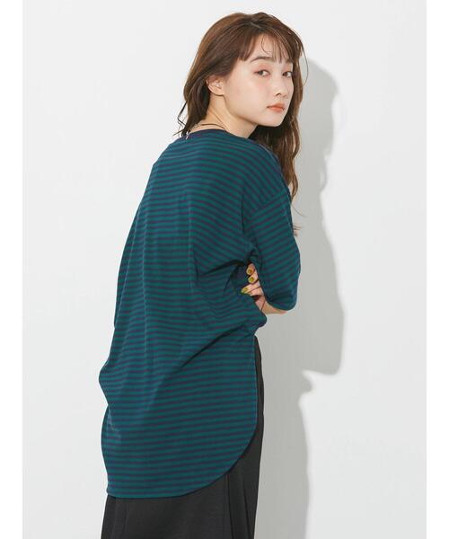 AMERICAN HOLIC(アメリカンホリック)の「5分袖ボーダーカットチュニック(チュニック・レディース・パープル/ネイビー/ブラウン/ブラック・M/L)」の17枚目の写真