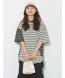 5分袖ボーダーカットチュニック