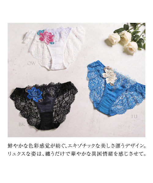 HIMICO（ヒミコ）の「【華やかな異国情緒漂う 016series】Esoticita Rosa ショーツ スタンダード（ショーツ・レディース・ターコイズブルー/オフホワイト/ブラック/グリーン/ブラウン/グレー・MEDIUM/LARGE）」の8枚目の写真