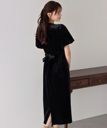 chaco】ラメドット シャーリングデザインドレス/結婚式/パーティー