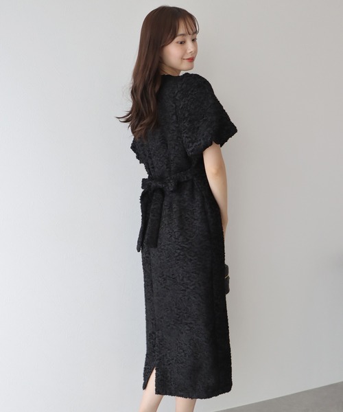 美品⭐︎ルシェルブルー⭐︎ジャガードワンピース　36 ブラック　バルーンスリーブ セール】《お気に入り3万人突破！／M・L展開／新色追加／8色展開